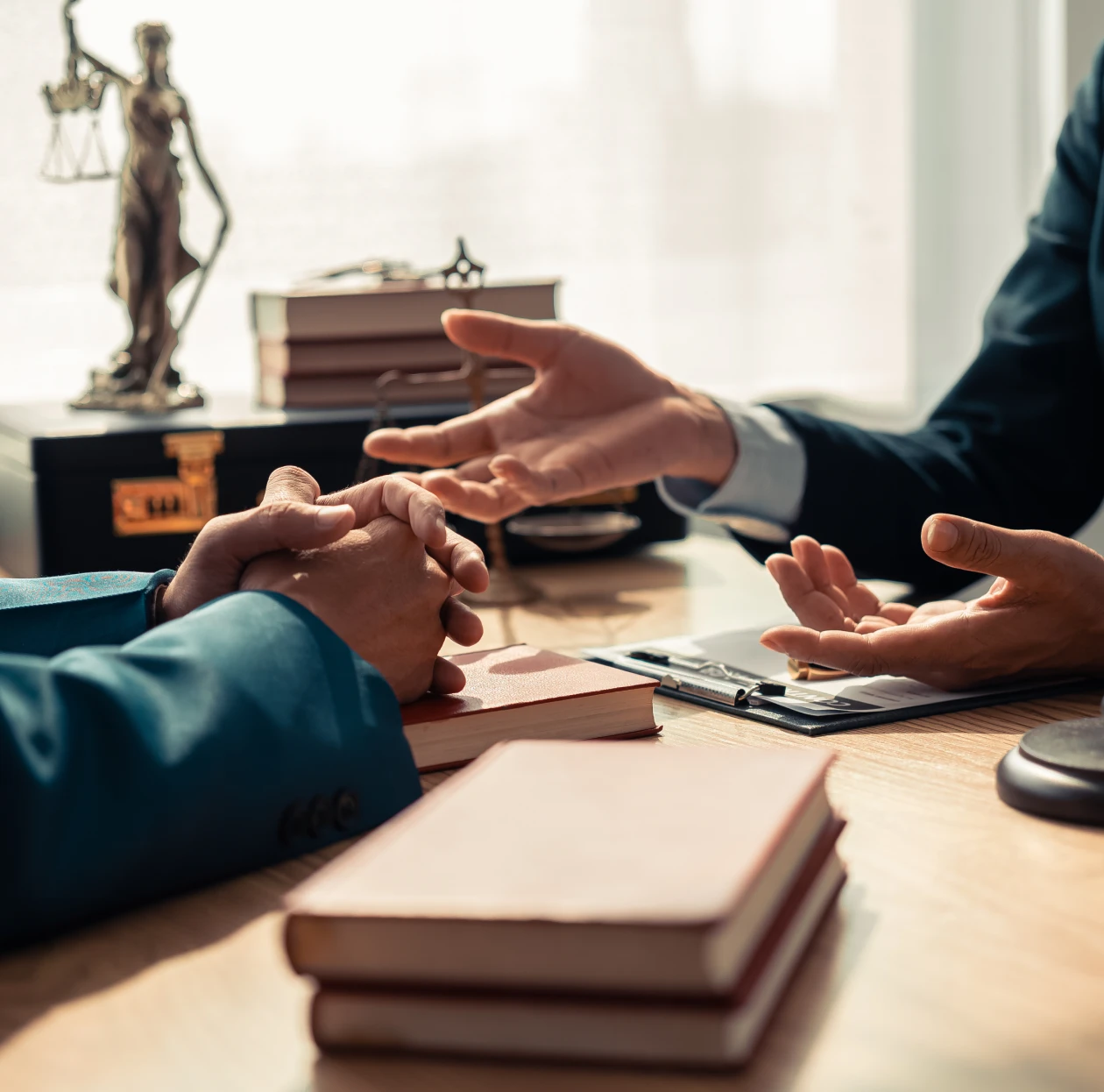 Professional conversation at a desk