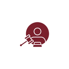 Gavel and judge icon on diamond background